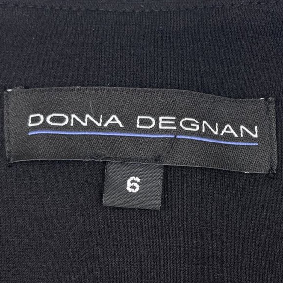 Donna Degnan Black Coat Jacket Size 6 Lined Mid-Length Silver Hardware Front S - Picture 5 of 12